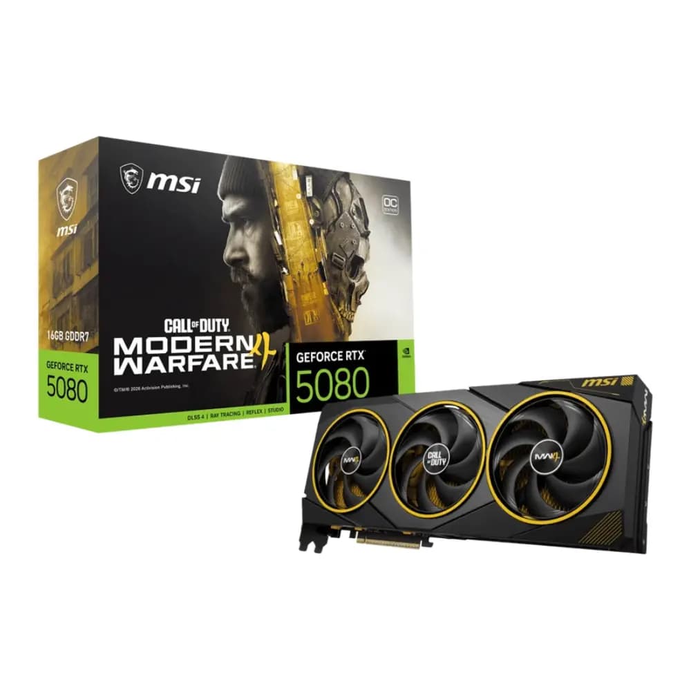 MSI GeForce RTX 5080 COD MW4 Edition OC Graphics Card, 16GB GDDR7, 2700MHz Boost, TRI FROZR 4 Cooling, Limited Edition Call of Duty Modern Warfare 4