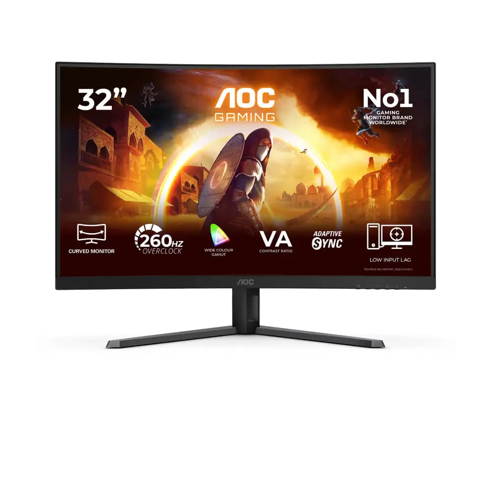 AOC C32G42ZE 32-INCH Curved Gaming Monitor, 260Hz (OC), 240Hz Native, 0.3ms MPRT, VA Panel, HDR10 & Adaptive Sync