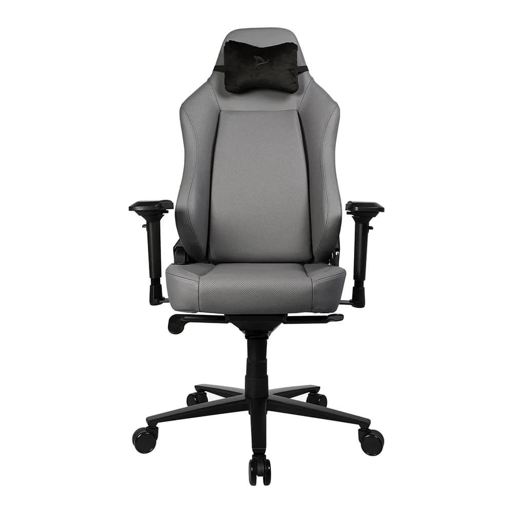 Arozzi Primo Full premium Leather Gaming Chair Anthracite, Velour Neck Pillow, 100% Full Italian Leather, Aluminum Base