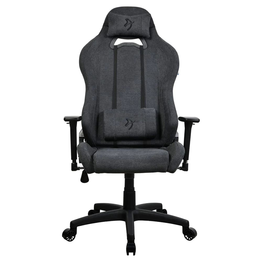 Arozzi Torretta Series Gaming Chair Dark Grey, Soft Fabric Material, 3D Armrests, Adjustable Height & Backrest, Adjustable Lumbar Pillow