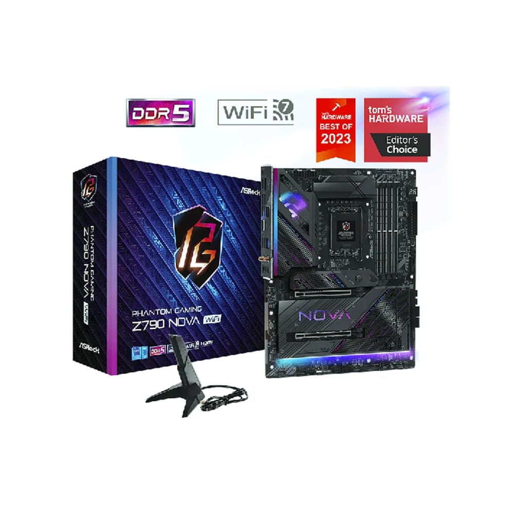 AsRock PHANTOM GAMING Z790 Nova WiFi Motherboard, Intel Z790 Chipset, PCIe Gen5, 1x PCIe 5.0 x16 Slot, ATX Form Factor