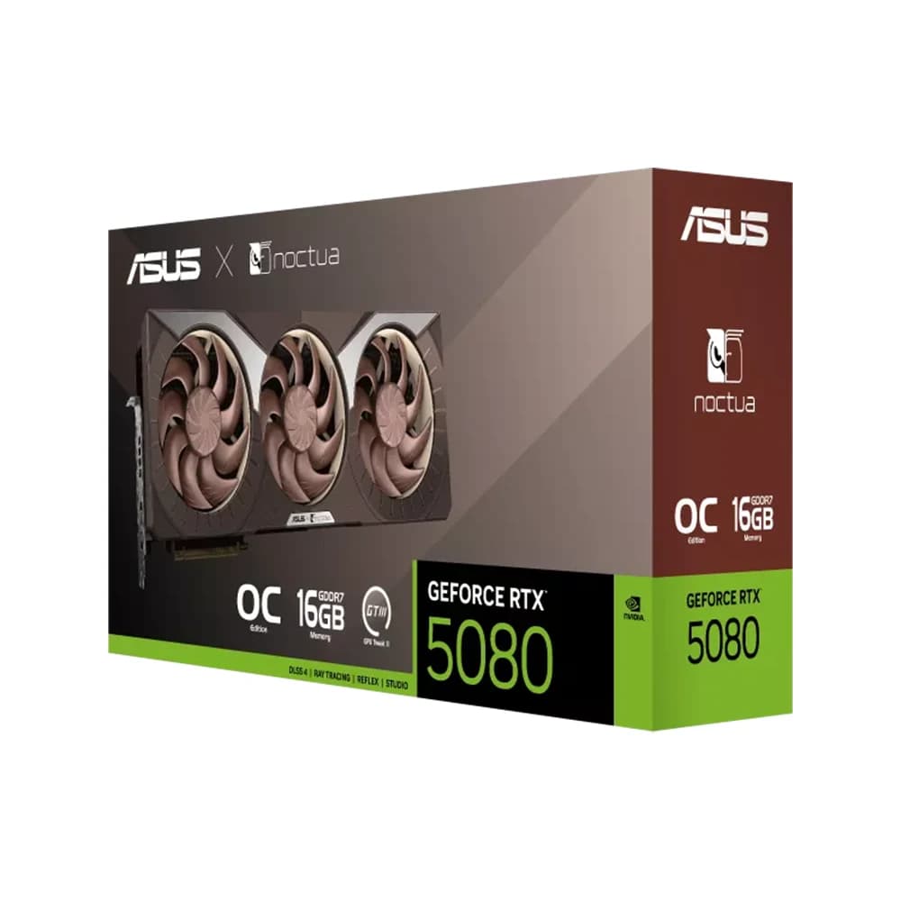 ASUS GeForce RTX 5080 16GB GDDR7 Noctua OC Edition Graphics Card, 16GB GDDR7, 2700 MHz Engine Clock, 10752 CUDA Core, PCI Express 5.0