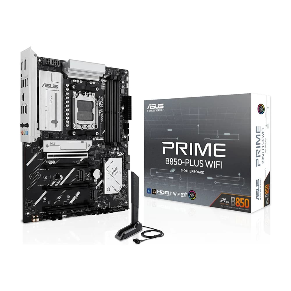 ASUS PRIME B850-PLUS WIFI AM5 ATX Motherboard, AMD B850 Chipset, 4x DIMM DDR5 Slots, Up to 256GB Max Memory, 1x PCIe 5.0 x16, 3x M.2 Slots