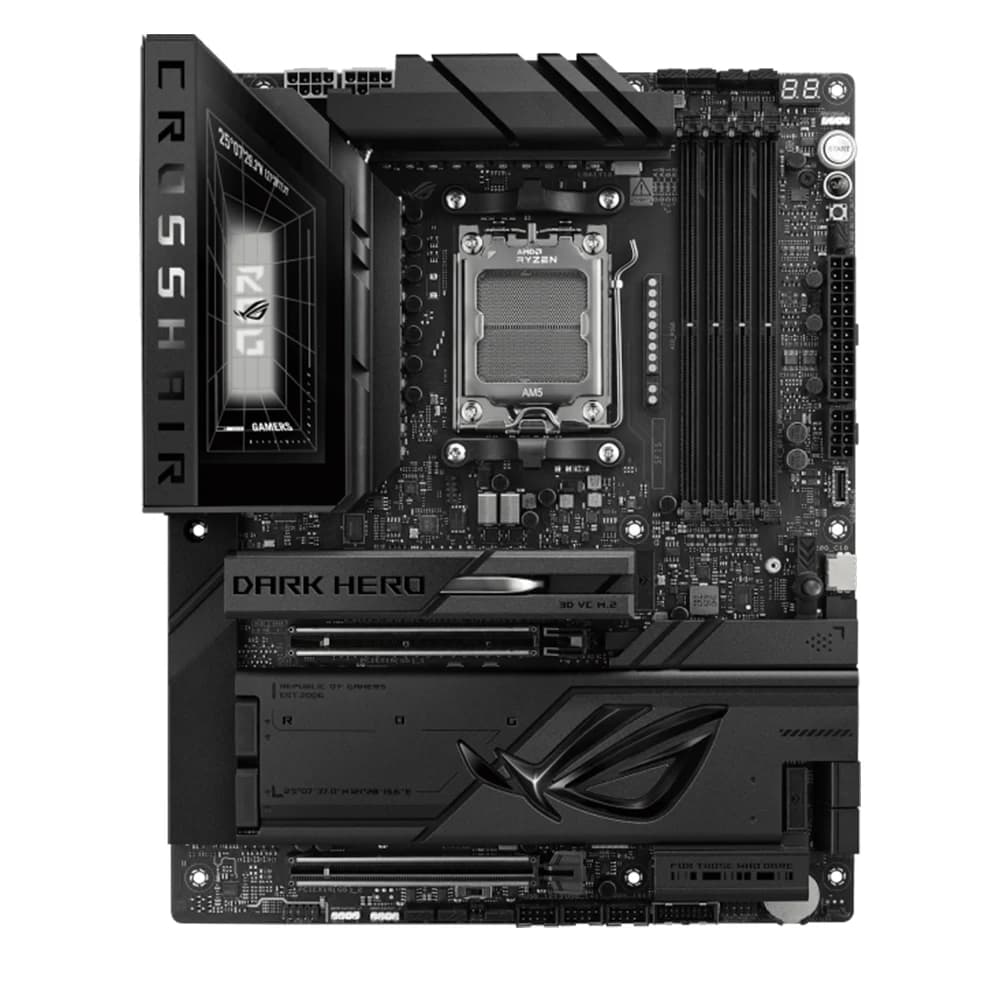 ASUS ROG CROSSHAIR X870E DARK HERO Motherboard, AMD X870E Chipset, 4x DDR5 DIMM Slots, 256GB Max Memory, 2x PCIe 5.0 x16 Slots, 5x M.2 Slots