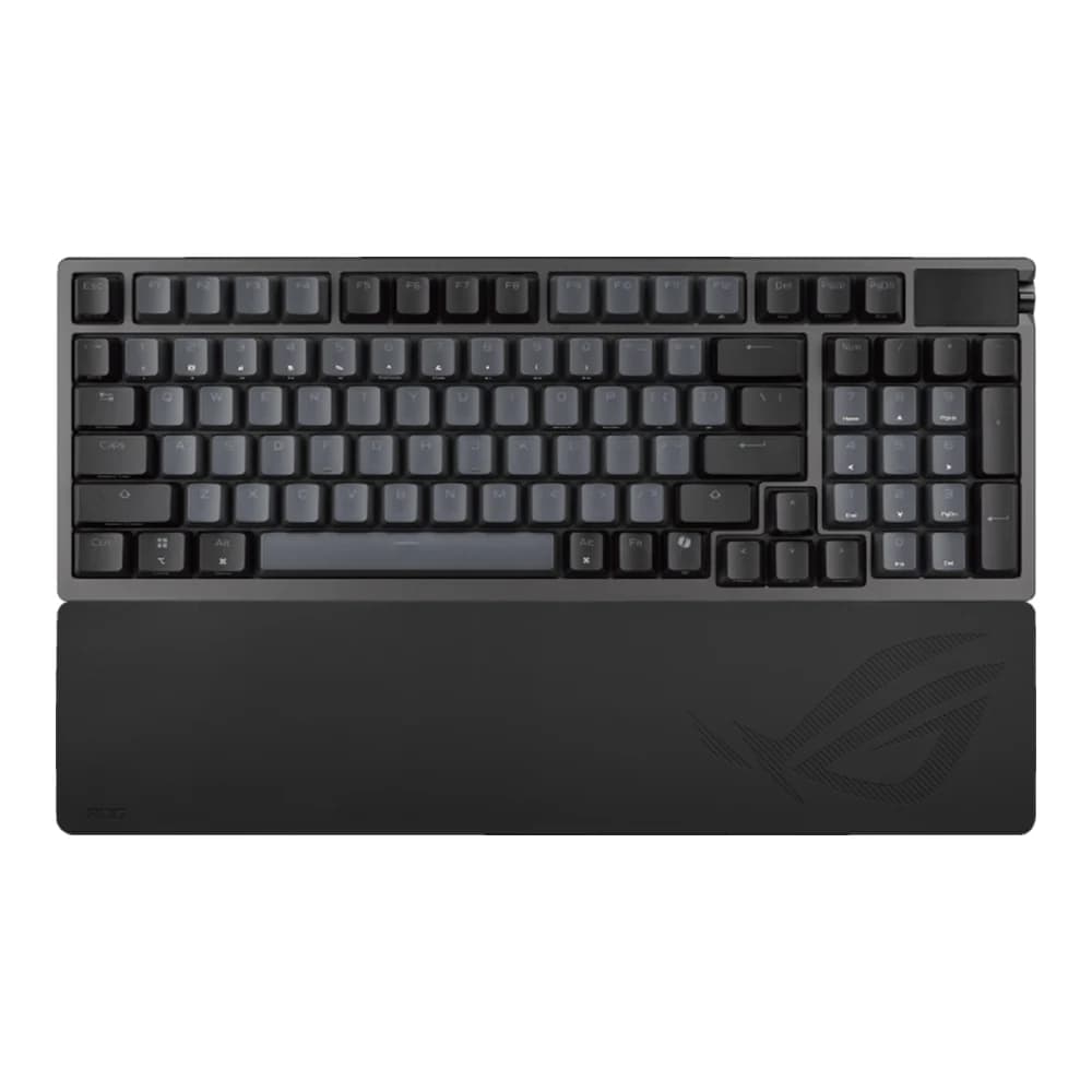 ASUS ROG M901 Azoth 96 HE Gaming Keyboard Black, Three-way Knob, Tri-mode Connectivity, Zone Mode, Detachable Silicone Wrist Rests
