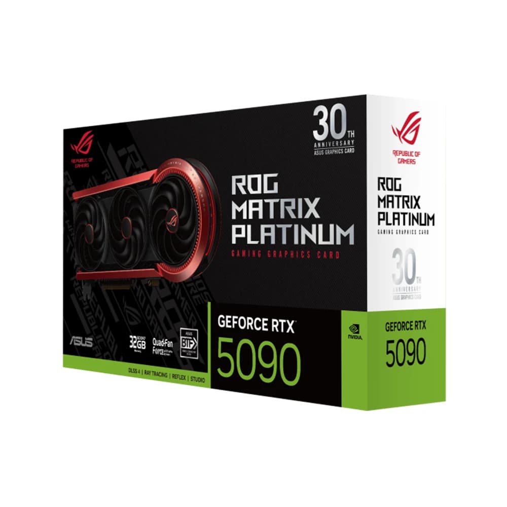 ASUS ROG Matrix Platinum GeForce RTX 5090 30th Anniversary Edition Graphics Card – Ultimate Powerful Gaming Performance, 32GB GDDR7, 2730MHz Boost Clock, 21760 CUDA Cores, ARGB Aura Sync, PCIe 5.0
