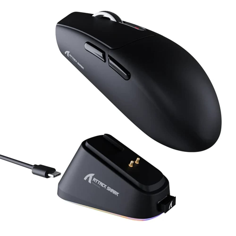 ATTACK SHARK G3PRO Tri-mode Wireless Gaming Mouse Black, Charge Dock 25000 DPI Ultra Lightweight, OMRON Microswitches, 2.4G Wireless/Bluetooth/Wired, Dual-Layer Mouse Feet