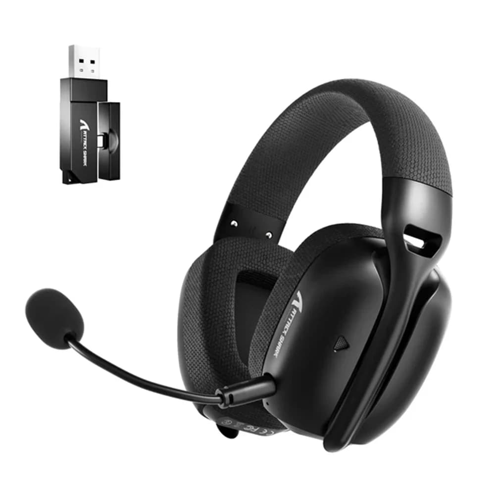 ATTACK SHARK L80PRO Wireless Gaming Headset Black, 20ms Low Latency, Dual Mics, 40mm Drivers, 300mAh Battery, 3 Modes (2.4G/Bluetooth/Wired) for PC/PS/XBOX
