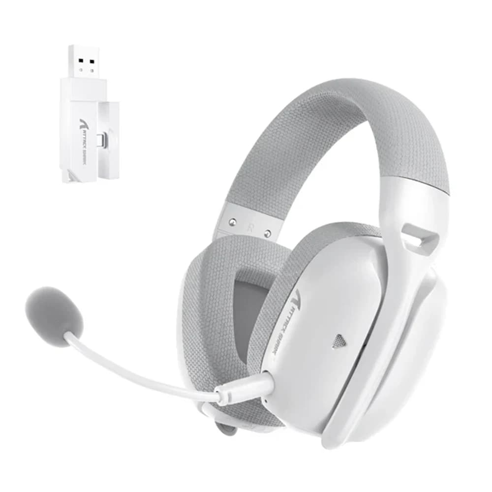 ATTACK SHARK L80PRO Wireless Gaming Headset White, 20ms Low Latency, Dual Mics, 40mm Drivers, 300mAh Battery, 3 Modes (2.4G/Bluetooth/Wired) for PC/PS/XBOX