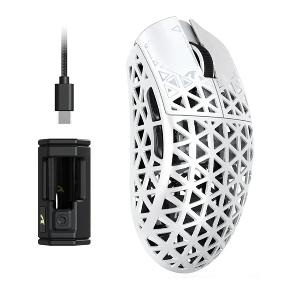 ATTACK SHARK R5 Ultra Carbon Fiber Wireless 8K PAW3950MAX Gaming Mouse White, 8000Hz Wireless Polling Rate, MCU Nordic 52840, DPI up to 42000, BT/2.4G Wireless/Wired