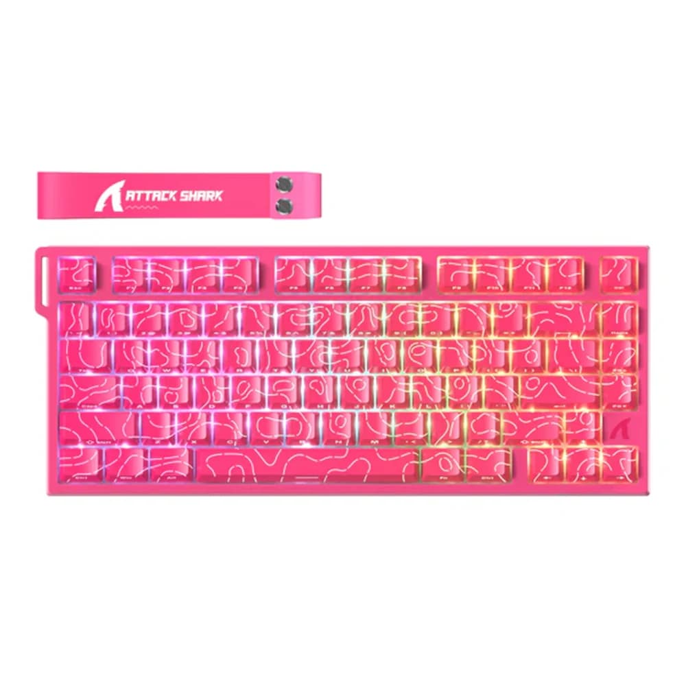 ATTACK SHARK R82 HE Rapid Trigger Magnetic Switch Gaming Keyboard Pink Contours, 0.005MM RT, 75% Wired 8KHz, Support RT/Snap Tap/DKS/MT/TGL