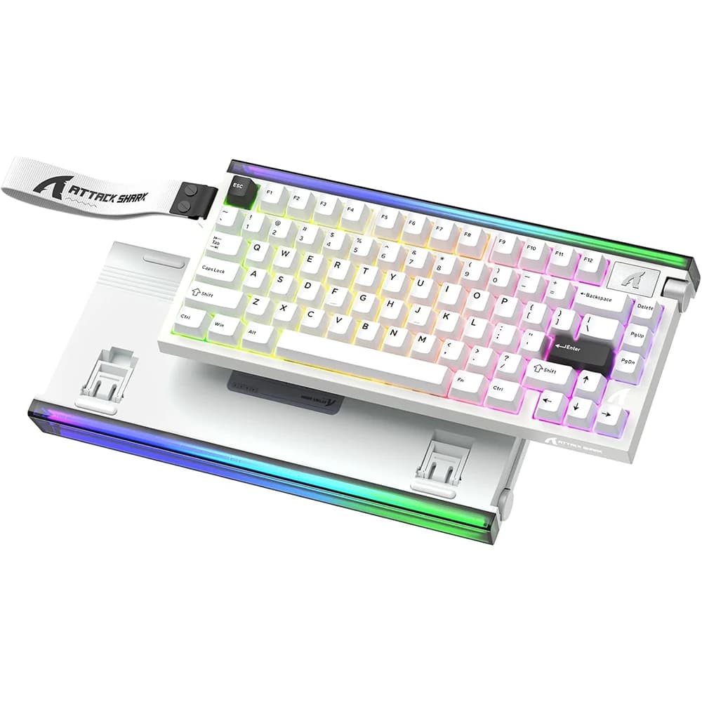 ATTACK SHARK R85 HE Rapid Trigger Magnetic Switch Gaming Keyboard Star White, Custom Lightbox, 75% Wired 8KHz, 0.005mm RT Accuracy, Support RT/Snap Tap/DKS/MT/TGL