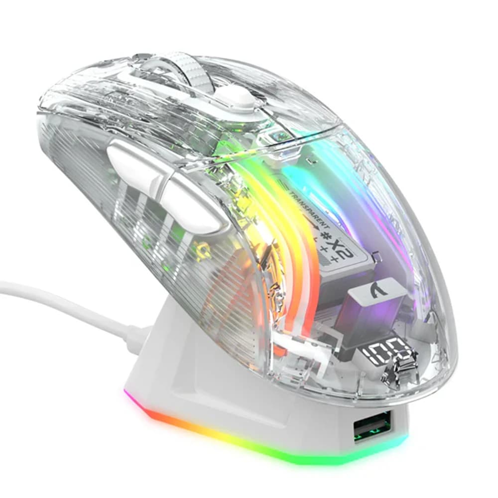 ATTACK SHARK X2PRO Wireless Gaming Mouse White, Charging Dock, DPI Upto 4000, Wired/2.4G/BT5.2