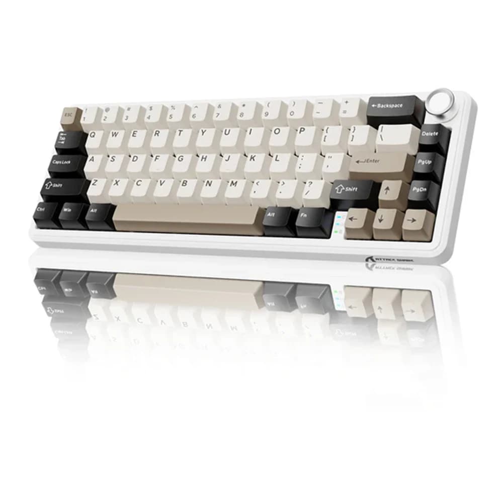 ATTACK SHARK X66 Wireless Mechanical Keyboard White Cheese, Side Printed PBT Keycaps, 60% ANSI Layout, 3000mAh Battery, Bluetooth & 2.4G Wireless & Type -C Wired