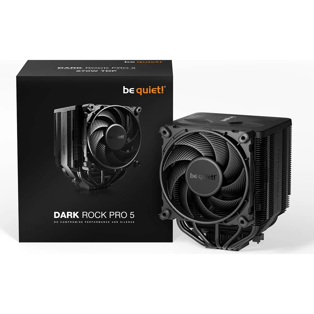 Be Quiet Dark Rock Pro 5 Quiet Cooling CPU Cooler, High Airflow 135mm Silent Wings PWM Fans, 7 High-Performance Copper Heat Pipes, Speed Switch, Liquid Thermal Grease, LGA 1700 / AM5, Black