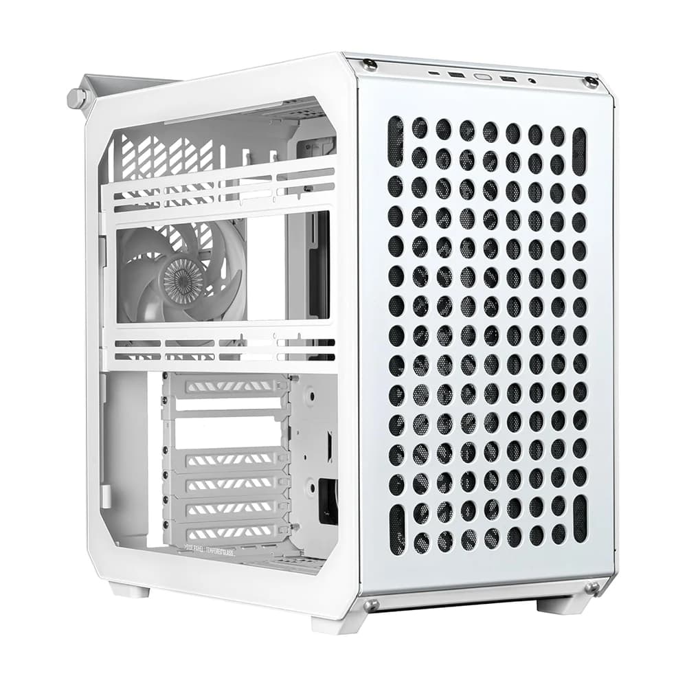 Cooler Master QUBE 500 Flatpack Mid-Tower ATX PC Case White, 1x 120mm SF ARGB White PWM Fan, Up to 280mm Radiator & 8x Fan Support, Steel, Plastic, TG Materials
