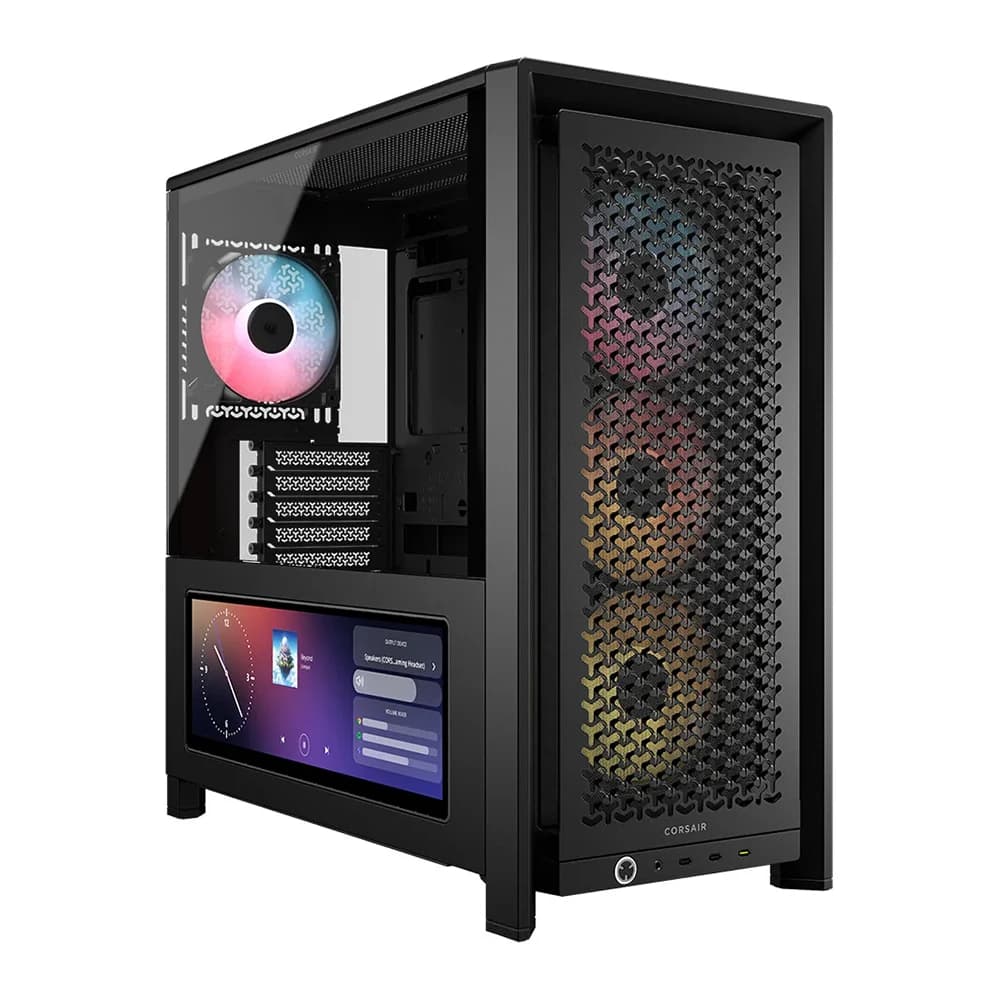 Corsair FRAME 4000D LCD RS ARGB Premium Mid-Tower PC Case Black, Tempered Glass, ATX Case Power Supply, Reverse Connector Motherboard Support, Dust Filtration