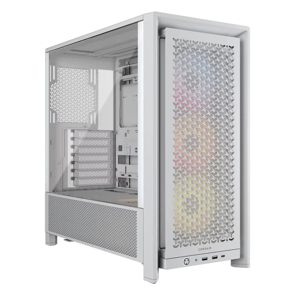 Corsair FRAME 4000D RS ARGB Mid-Tower PC Case White, 3x RS120 ARGB Pre-Installed Fans, 360mm Radiator Support, 7 Expansion Slots, Tempered Glass, 3D-Y Airflow Steel