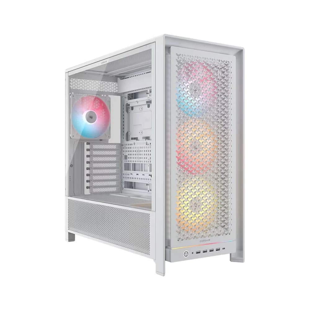 Corsair FRAME 5000D RS ARGB High-Airflow Mid-Tower PC Case White, Tempered Glass, Fully-modular, 4x RS140 ARGB Fans, Triple 360mm Radiator Support