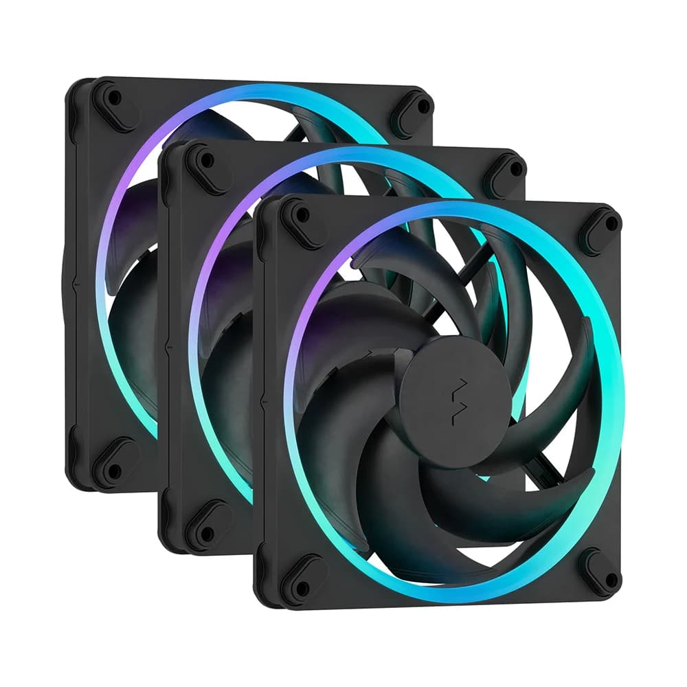 Fractal Design Momentum 14 RGB 3-Pack Fan Black, 140mm PWM Fan, 1800RPM Fan Speed,74.39 CFM Airflow, ARGB Gen 2 Lighting, 28.03 dBA Noise Level