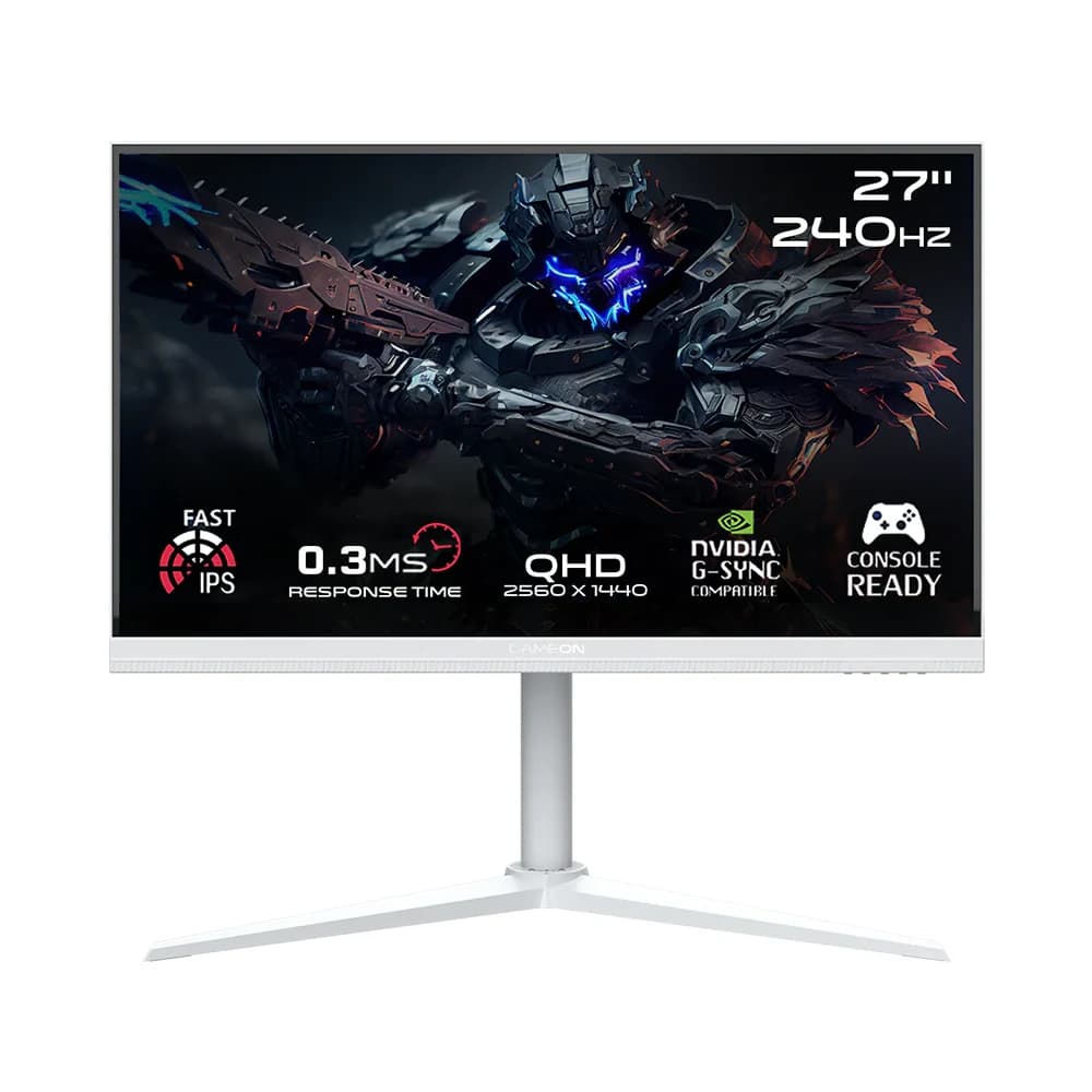 GAMEON GOA27QHD240IPS Artic Pro Series Gaming Monitor White, 27" QHD, 240Hz, MPRT 0.3ms, Fast IPS (Support PS5)