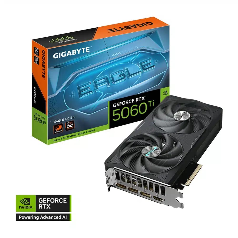 GIGABYTE GeForce RTX 5060 Ti EAGLE OC Graphics Card, 8GB GDDR7 128-Bit Memory, 2617 MHz Core Clock, 28 Gbps Memory Clock, PCI-Express 5.0