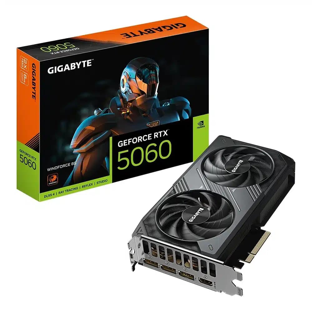 GIGABYTE GeForce RTX 5060 WINDFORCE Graphics Card, 8GB GDDR7 128-Bit Memory, 2497 MHz Core Clock, 3840 CUDA Cores, 28 Gbps Memory Clock, PCI Express 5.0