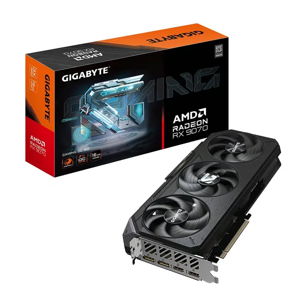 GIGABYTE Radeon RX 9070 GAMING OC Graphics Card, 16GB GDDR6 256-Bit Memory, 2700 MHz Boost Clock, 20 Gbps Memory Clock, 3584 Stream Processors, PCI Express 5.0