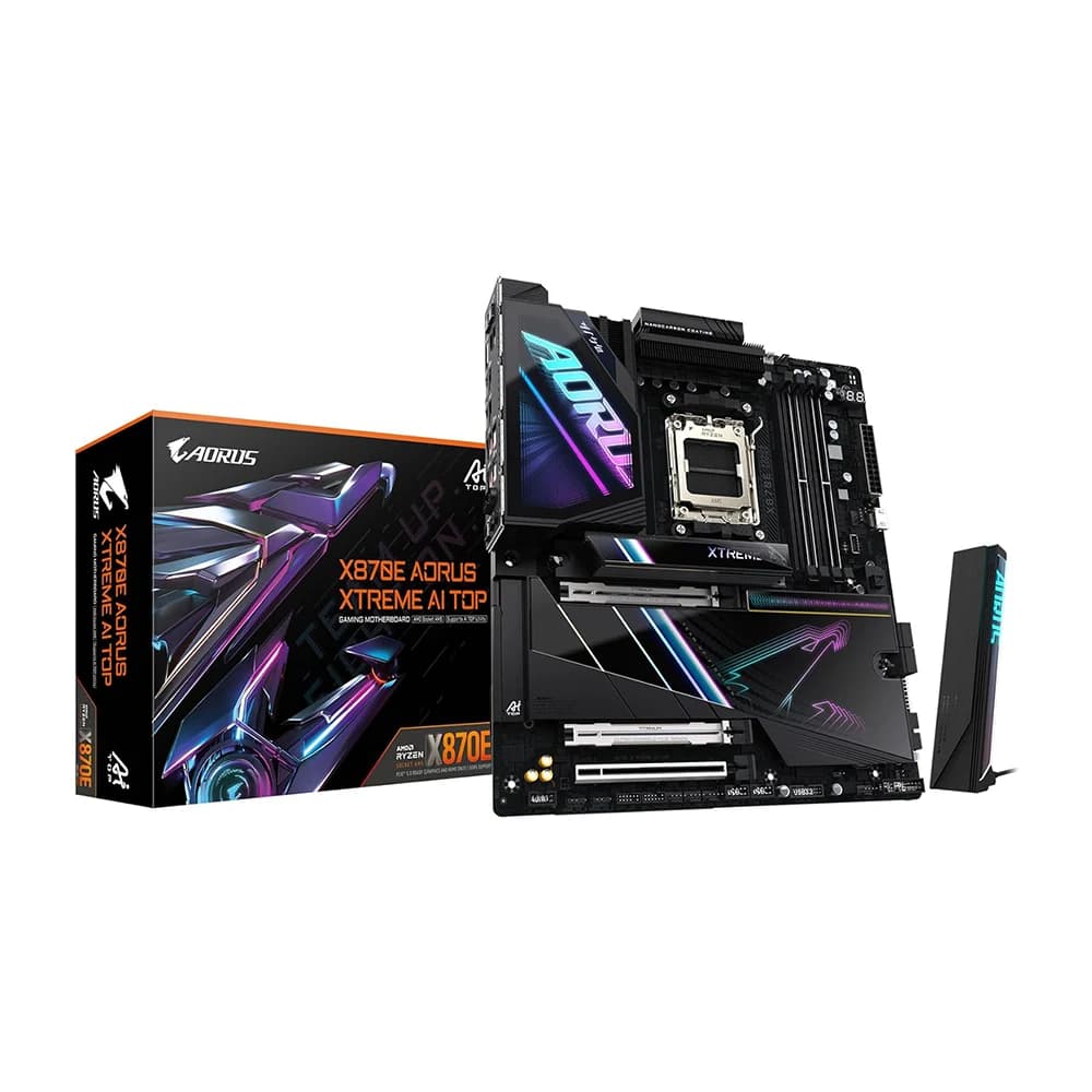 GIGABYTE X870E AORUS XTREME X3D AI TOP Motherboard, AMD X870E Chipset, 4x DDR5 DIMM, 256GB, PCI Express x16 slot, E-ATX Form Factor