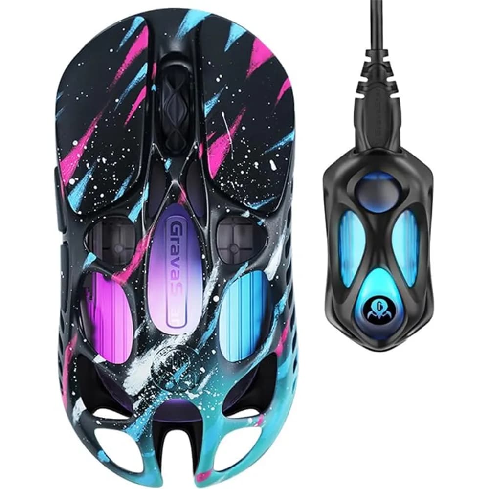 Gravastar Mercury X Pro Special Edition Neon Graffiti Gaming Mouse, 32,000 DPI, 8,000 Hz, Windows/OS