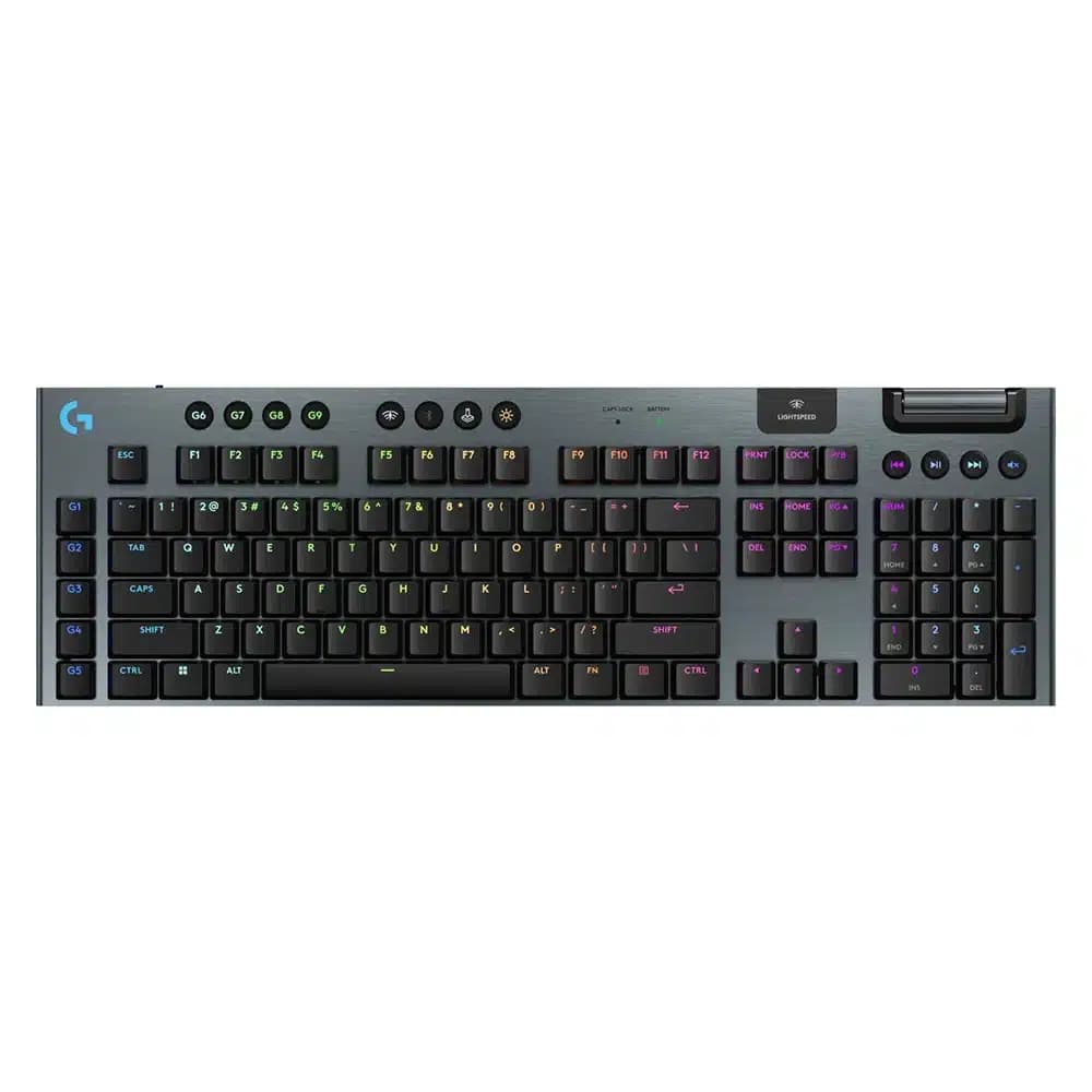 Logitech G915 X LIGHTSPEED Mechanical Keyboard Black, Tactile Switches, Double-Shot PBT Keycaps, LIGHTSYNC RGB Illumination, Low Carbon Aluminum, FSC Material, Tri-Mode Connectivity