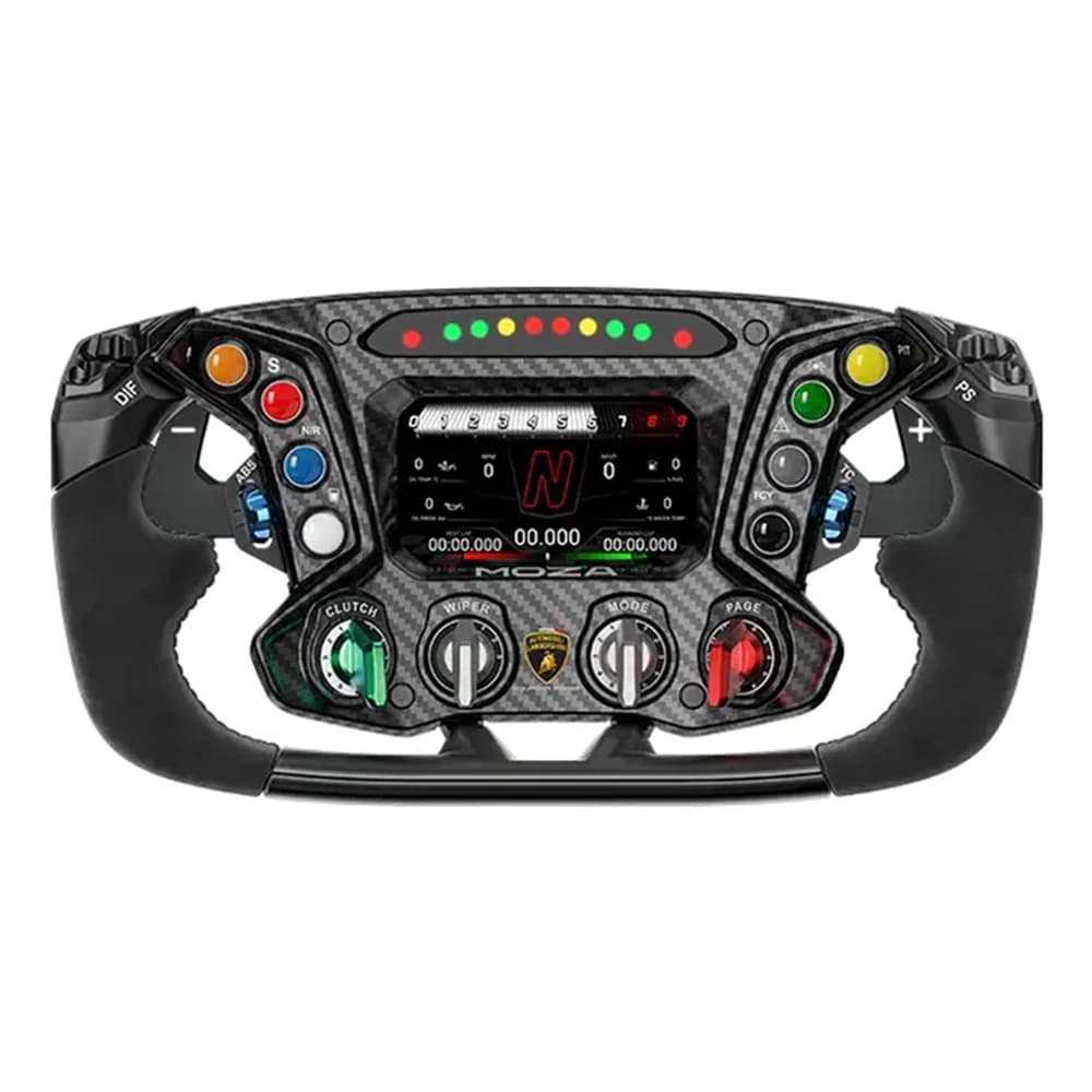 MOZA Essenza SCV12 Sim-Racing Steering Wheel, Automobili Lamborghini Squadra Corse, 4.3" LCD Touch Display, Suede leather Grip, 72 Programmable Inputs, Wired Connectivity