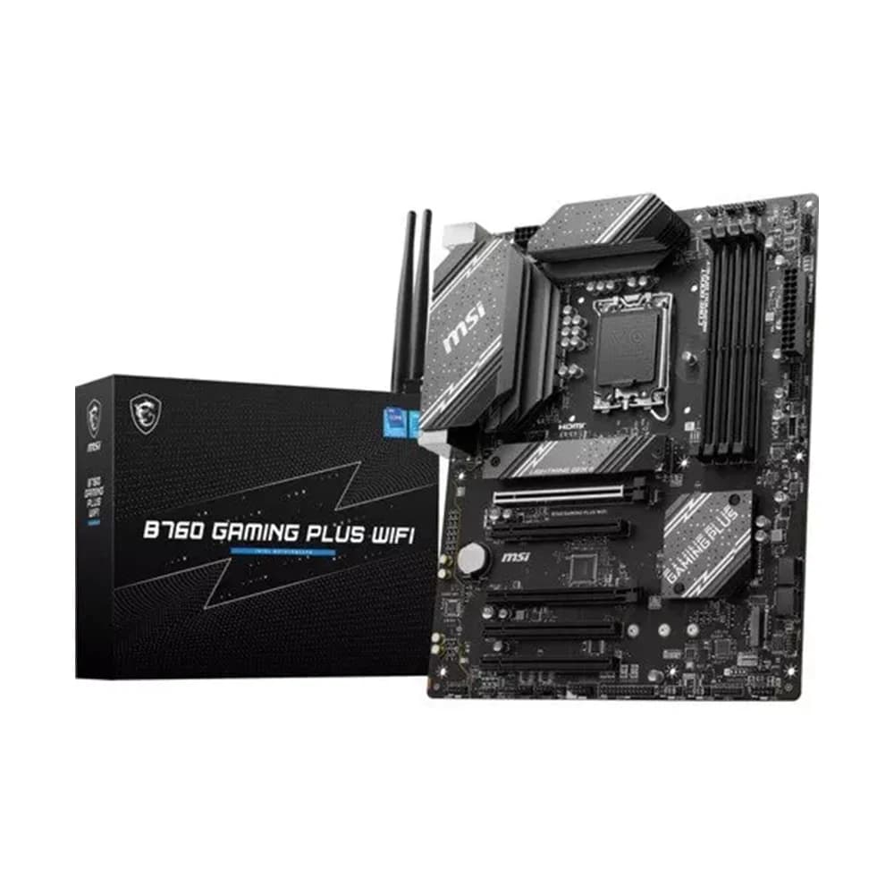 MSI B760 Gaming Plus WIFI DDR5 ATX Motherboard, LGA 1700 Socket, Intel B760 Chipset, Dual-Channel Mode, Intel Wi-Fi 6E, 5x PCI-E x16 Slot, 2x M.2 Storage