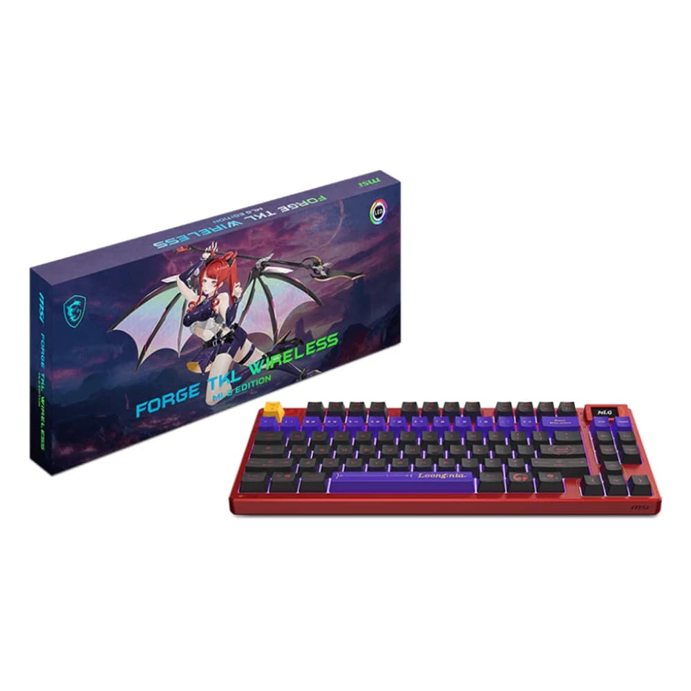 MSI FORGE TKL WIRELESS MLG EDITION Gaming Keyboard, 20-Mode RGB, 2.4 GHz Wireless, Bluetooth, USB 2.0