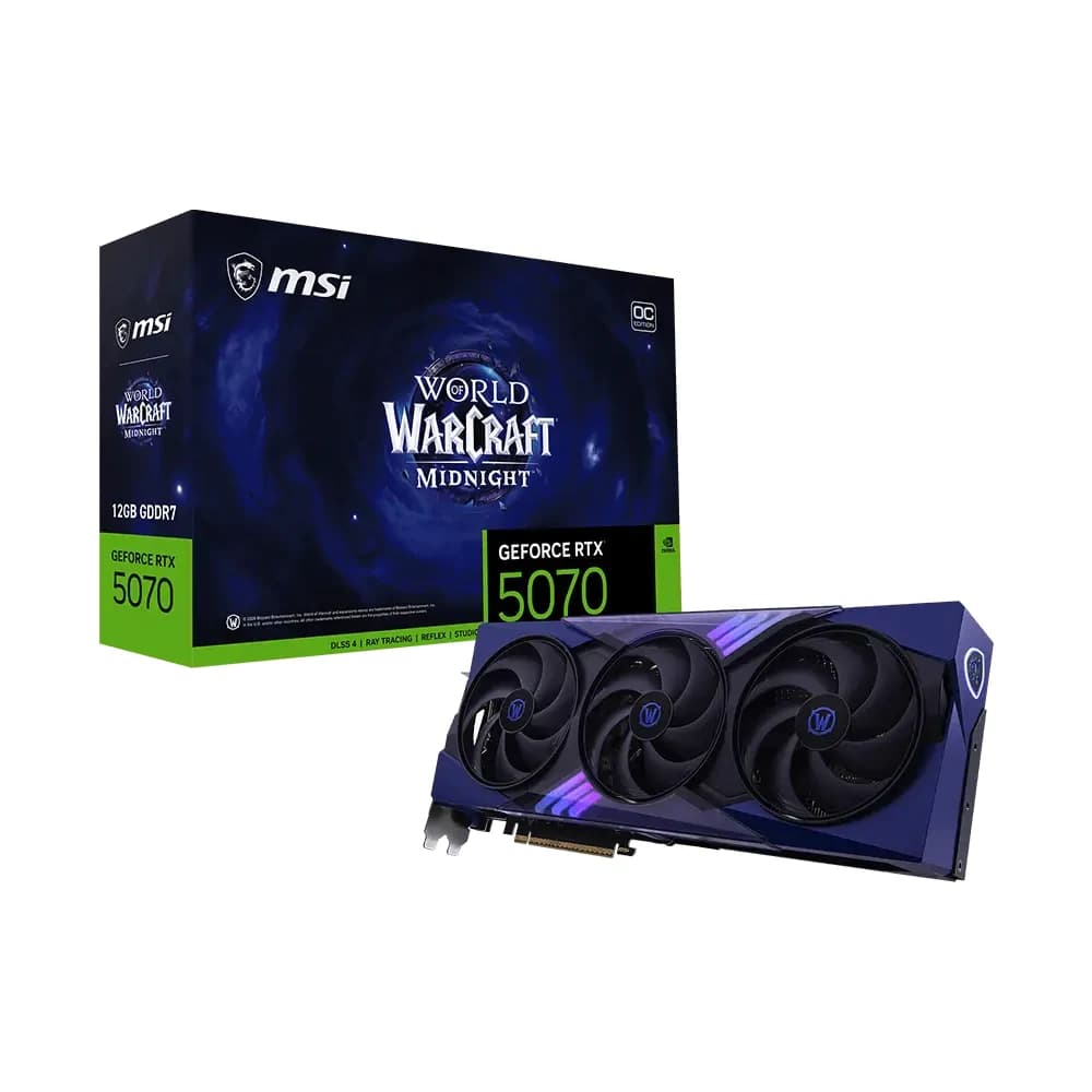 MSI GeForce RTX 5070 12G World of Warcraft MIDNIGHT VOID EDITION OC Graphics Card, 12GB GDDR7, PCIe 5.0, 28 Gbps 192-bit, 6144 CUDA CORES