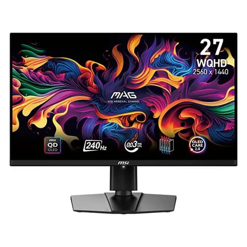 MSI MAG 271QPX QD-OLED E2 Flat Gaming Monitor, 26.5“ Inch, WQHD QD-OLED Display, 240Hz Refresh Rate, AMD FreeSync Premium Pro, HDR Support, Black | 9S6-3CD89T-021