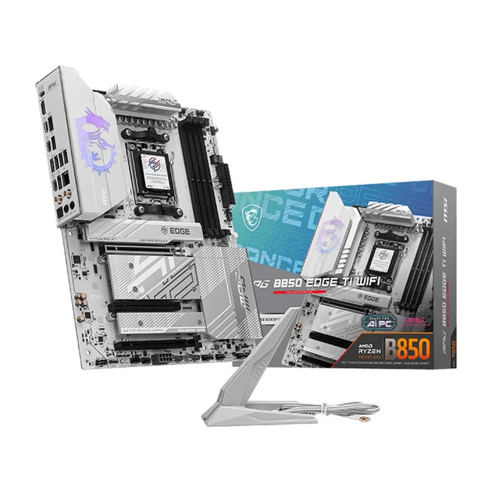 MSI MPG B850 EDGE TI WIFI AM5 ATX Motherboard, AMD B850 Chipset, 4x DDR5 UDIMM Slots, Up to 256GB Max Memory, 3x PCIe x16 Slots, 4x M.2 Slots, Wi-Fi 7 & Bluetooth 5.4