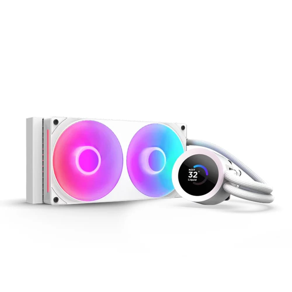 NZXT Kraken Plus 240 RGB Liquid Cooler White, AMD & Intel, RGB fans, LCD display, Turbine pump, Fluid Dynamic Bearing