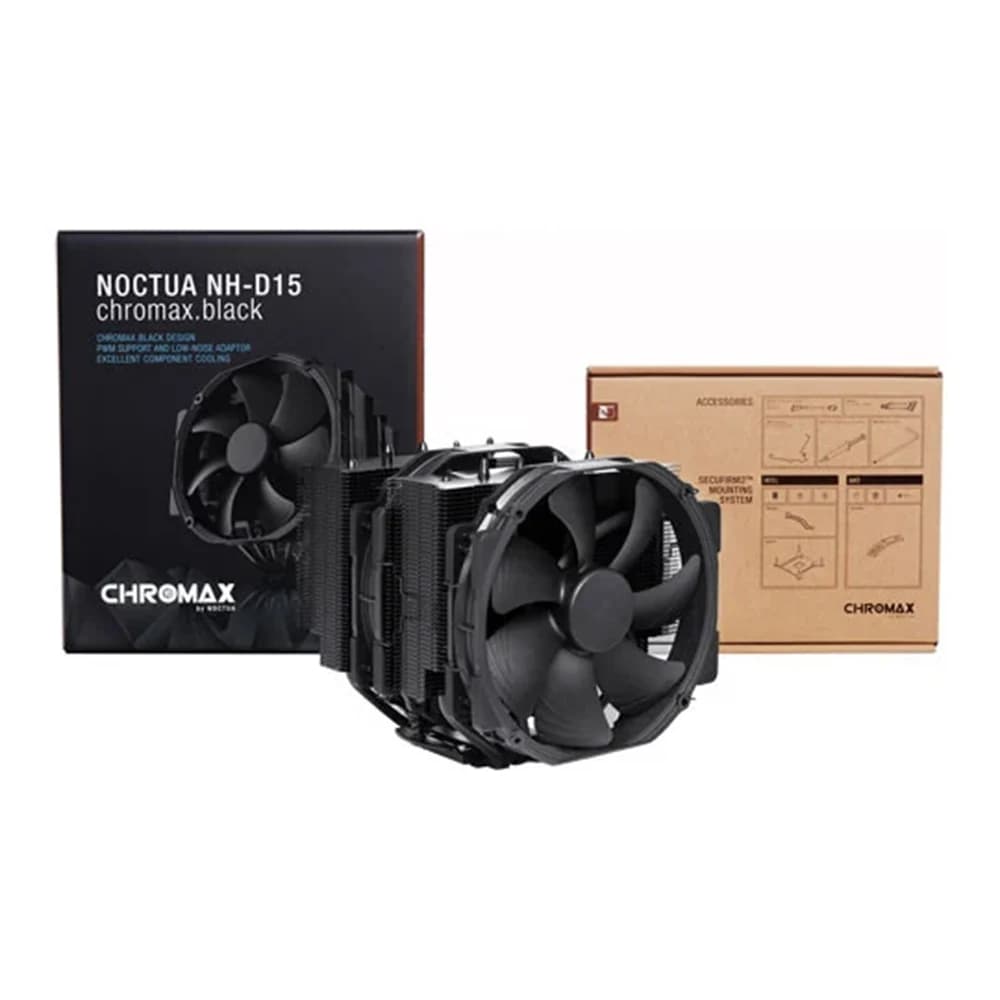 Noctua NH-D15 Chromax Legendary Dual Tower CPU cooler Black, Quiet High-Performance Air Cooling, NT-H1 Thermal Compound