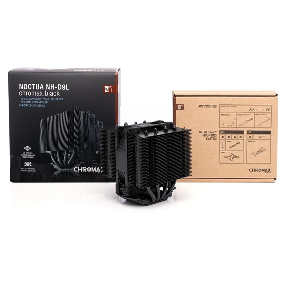Noctua NH-D9L Chromax Compact 92mm Dual Tower Cooler Black, Compact Low-Profile Design, Black SecuFirm2 Mounting System