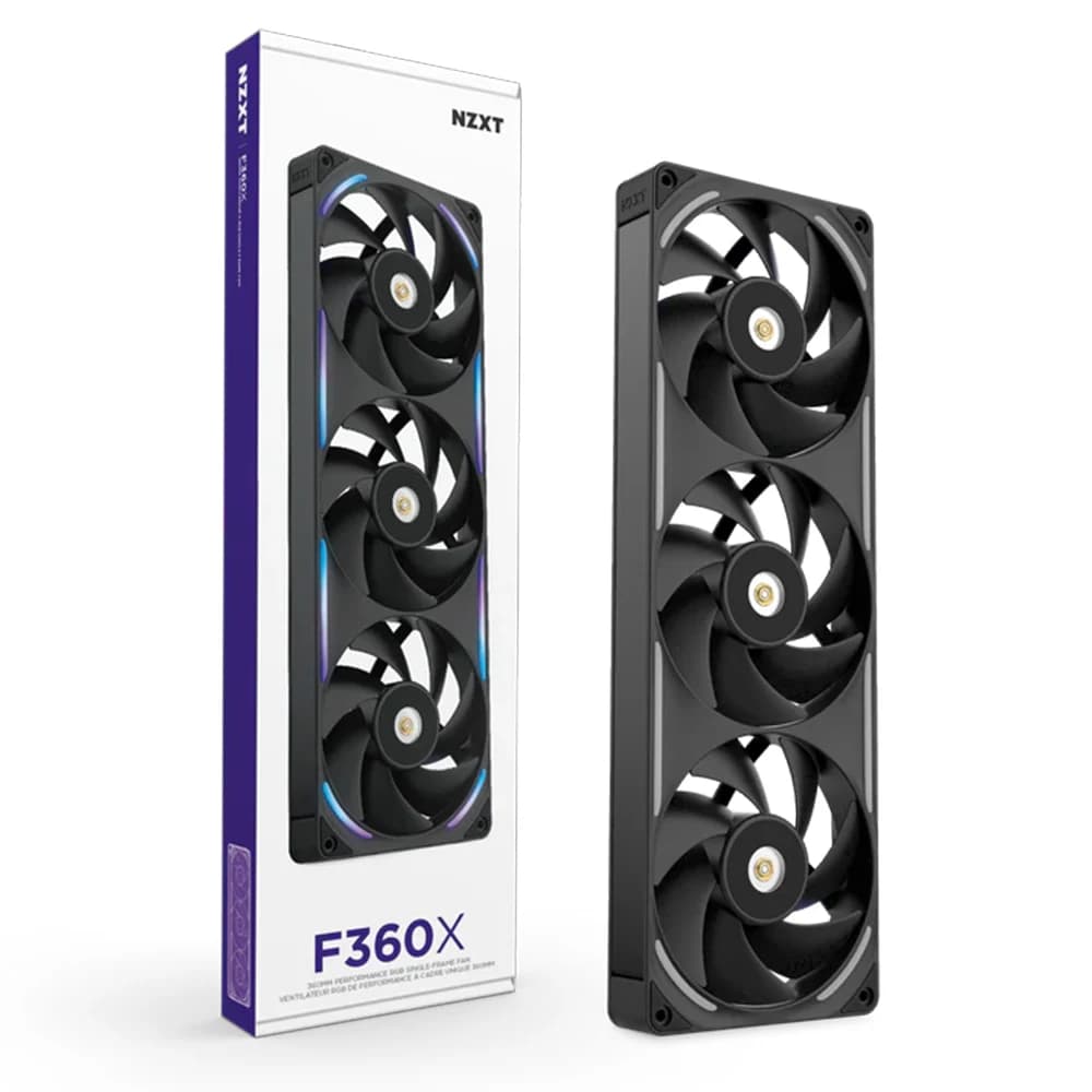NZXT F360X RGB 360mm Performance Single-Frame Cooler Fan Black, Single-Frame Design, High Airflow & Static Pressure, LCP Construction