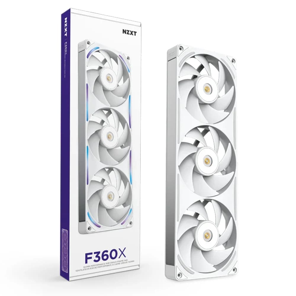 NZXT F360X RGB 360mm Performance Single-Frame Cooler Fan White, Single-Frame Design, High Airflow & Static Pressure, LCP Construction
