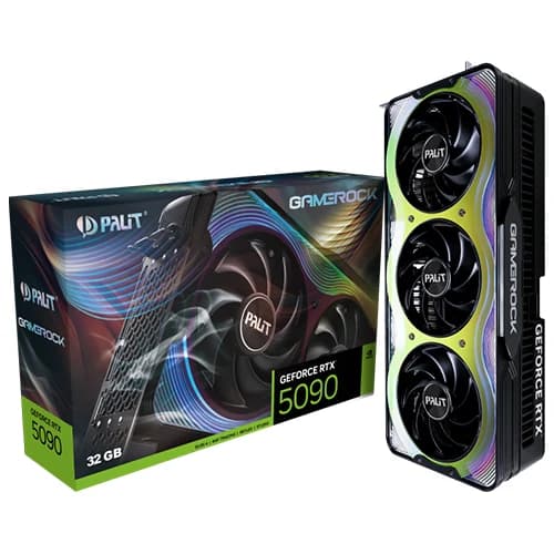 Palit GeForce RTX 5090 GameRock Graphics Card, 32GB GDDR7 Memory, 2407MHz Boost Clock, 21760 Cuda Cores, ARGB SYNC EVO, PCI-E 5.0