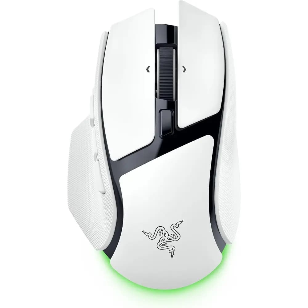 Razer Basilisk V4 HyperSpeed Wireless Gaming Mouse White, 33K DPI Sensor, 140-Hour Battery, 4-Way HyperScroll Wheel, 12 Customizable Controls, RGB