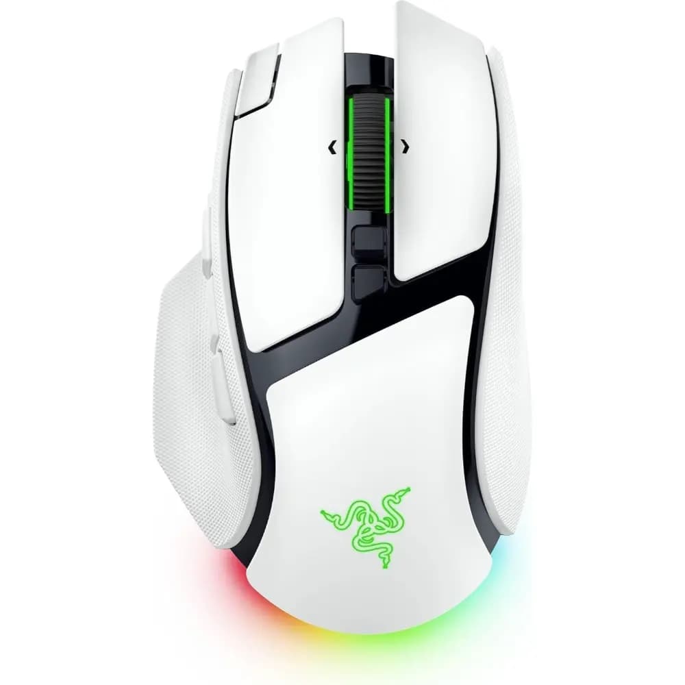 Razer Basilisk V4 Pro Wireless Gaming Mouse White, 50K DPI Sensor, 8000Hz Polling Rate, 200-Hour Battery, HyperScroll Tilt Wheel Gen-2, 14 Controls