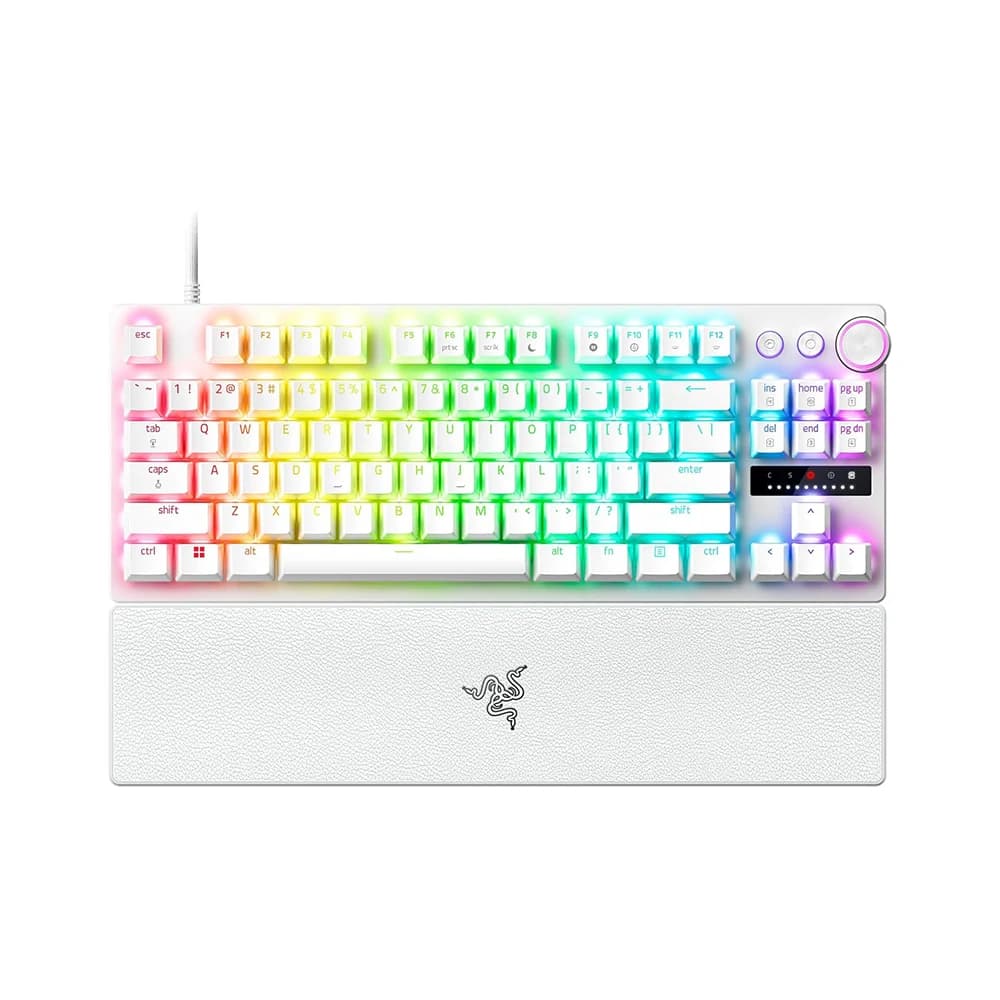 Razer Huntsman V3 Pro Tenkeyless Gaming Keyboard White, 8KHz HyperPolling, Analog Optical Switches, Snap Tap, Rapid Trigger