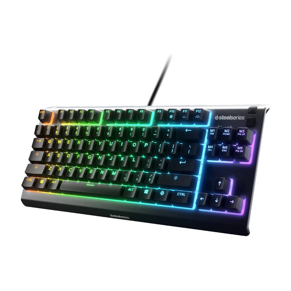 SteelSeries Apex 3 TKL Wired Membrane Gaming Keyboard Black, With 8 Zone RGB Backlighting, IP32 Water Resistant