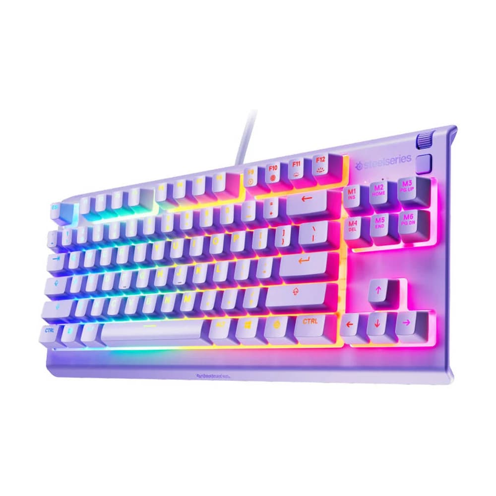SteelSeries Apex 3 TKL Wired Membrane Gaming Keyboard Lavender, Whisper-Quiet Gaming Switches, Customizable 8-Zone RGB Illumination