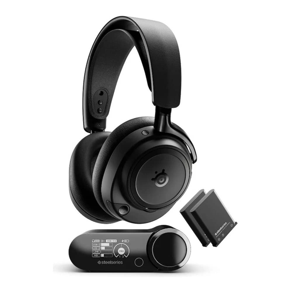 SteelSeries Arctis Nova Elite Wireless Gaming Headset Obsidian, 40 mm Carbon Fiber Drivers, ClearCast Gen 2.X, 96kHz/24bit Hi-Res Audio, Obsidian