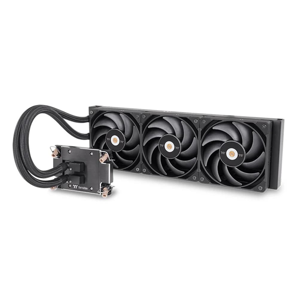 Thermaltake AW420 AIO Liquid Cooler Black, 420mm Radiator, 3x TOUGHFAN 14 Pro Fans, 2000 RPM Fan Speed, 119.6 CFM Fan Airflow, Copper Water Block, Rubber Tube